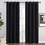 NICETOWN Black Out Curtains for Bedroom Living Room 80 Inches Long, 2 Panels, 52" W, Black, 3 Pass Microfiber Noise Reducing Thermal Insulated Solid Ring Top Blackout Window Drapes