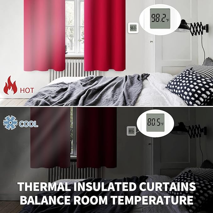BGment Room Darkening Curtains 84 Inches Long - Grommet Thermal Insulated Drapes Window Treatment Curtains for Bedroom, 2 Panels, 42 x 84 Inch, Red