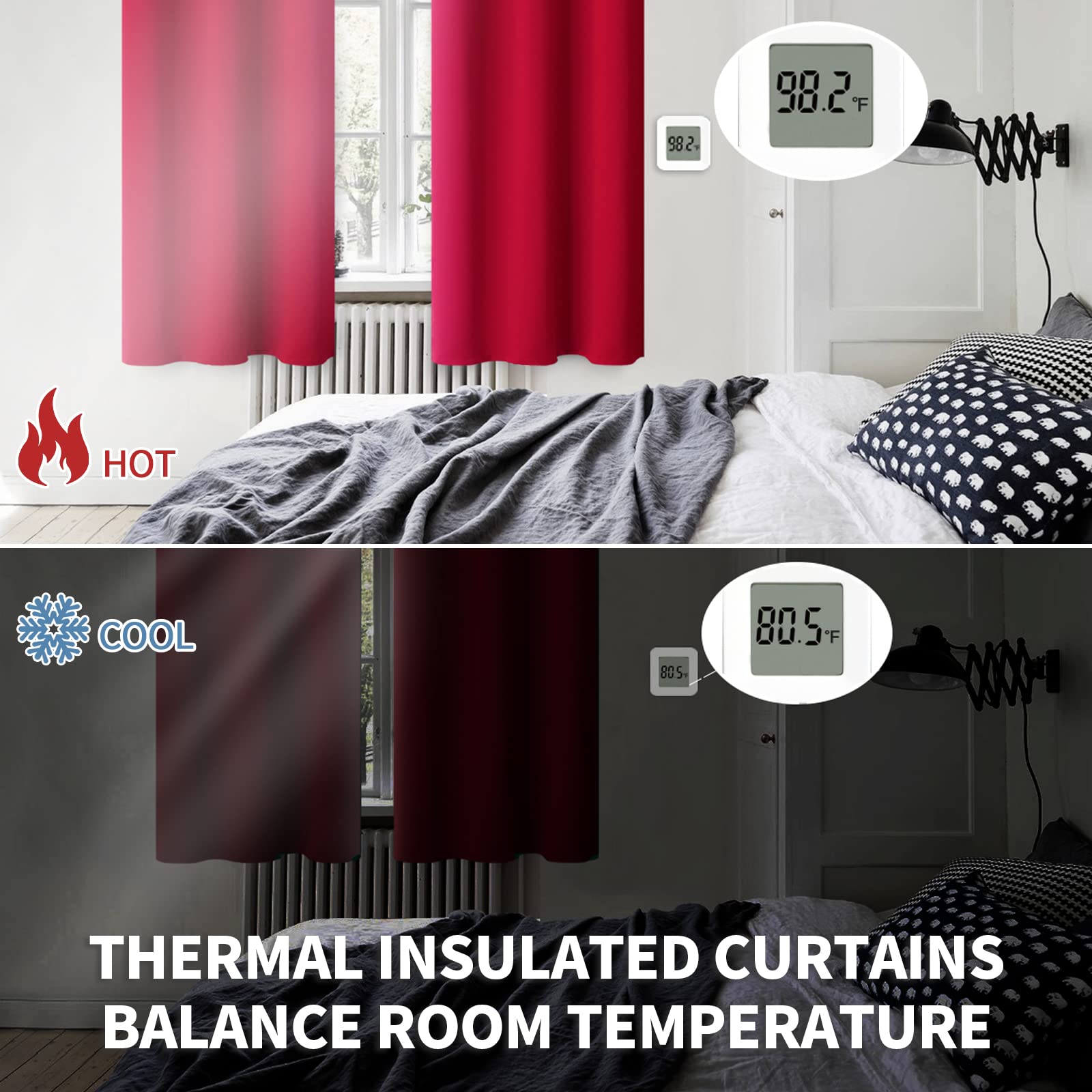BGment Short Curtains for Small Window 45 Inch Long - Red 2 Panels