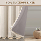 XOGUIBO 80% Boho Blackout Curtains 84 Inch Linen Blend Drapes 2 Panels