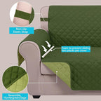 U-NICE HOME Loveseat Sofa Cover for 2 Cushion Couch, Huntergreen/Sage