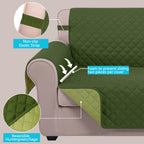 U-NICE HOME Large Sofa Cover Reversible Couch Cover, Huntergreen/Sage