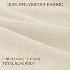 100% Blackout Shield Linen Blackout Curtains for Bedroom 84 Inches Long, Back Tab/Rod Pocket Living Room Drapes, Thermal Insulated Blackout Curtains 2 Panels Set, 50" W x 84" L, Light Cream