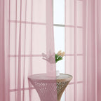 Chyhomenyc Blush Pink Sheer Curtains 96 Inches Long 2 Panels, Light Filtering Blush Pink Curtains for Living Room, Soft Gentle Voile Rod Pocket Bedroom Window Drapes, 59Wx96L Inch, 2PCS