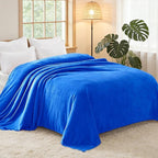 Exclusivo Mezcla Fleece Blanket Twin Size for Bed, Super Soft and Warm, All Season, Cozy, Plush, Lightweight, 90x66 Inches, Cobalt Blue