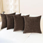 CaliTime Throw Pillow Covers Decorative 18 X 18 Inches Pack of 4 Cozy Chenille Cushion Cases for Couch Sofa Bed Living Room Home Coffee