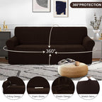 U-NICE HOME Stretch Couch Cover Slipcover for 3 Cushion Sofa, Chocolate