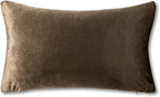 GIGIZAZA Brown Velvet Pillow Covers 12x20,Small Solid Throw Pillow Covers Decorative Modern Pillows Lumabr Vintage Cases Pack of 2