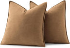 MIULEE Decorative Linen Pillow Covers 20x20 Inch Brown Boho Farmhouse Neutral Couch Throw Pillows for Bed Pack of 2 Accent Modern Pillowcase Sofa Livingroom Home Decor