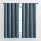 NICETOWN Smoky Blue Curtains for Girls Room - Thermal Insulated Solid Grommet Room Darkening Panels/Drapes for Boy's Bedroom (Smoky Blue, 1 Pair, 52 by 63-Inch)