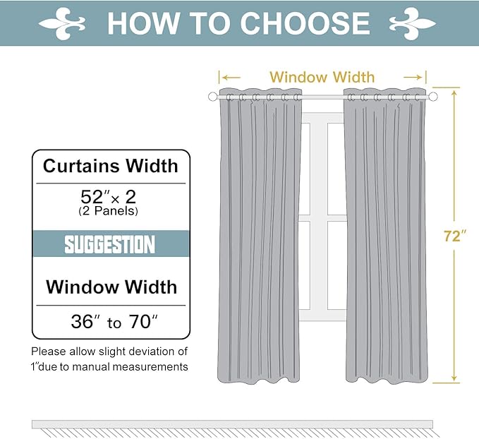 ChrisDowa Grommet Room Darkening Curtains for Bedroom and Living Room - 2 Panels Set Thermal Insulated Blackout Curtains (Greyish White, 52W x 72L)