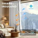 MIULEE 100% Blackout Linen Curtains for Bedroom, Heathered White Solid Luxury Decor Thermal Insulation Room Darkening Drapes for Living Room Nursery Back Tab Rod Pocket 42 x 90 Inches, 2 Panels