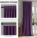 MIULEE Purple Velvet Curtains 90 inches - Luxury Blackout Curtains for Bedroom Living Room Thermal Insulated Super Soft Window Drapes Rod Pocket & Back Tab, W52 x L90 inches, 2 Panels