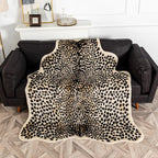 Leopard Area Rug Animals Printed Hide Mats Faux Fur Cowhide Skin Carpet for Home Office, Living Room, Bedroom, 5.2ft x 6.5ft (160 x 200cm)