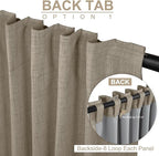 100% Blackout Shield Linen Blackout Curtains for Bedroom 63 Inches Long, Back Tab/Rod Pocket Living Room Drapes, Thermal Insulated Blackout Curtains 2 Panels Set, 50" W x 63" L, Faux Linen