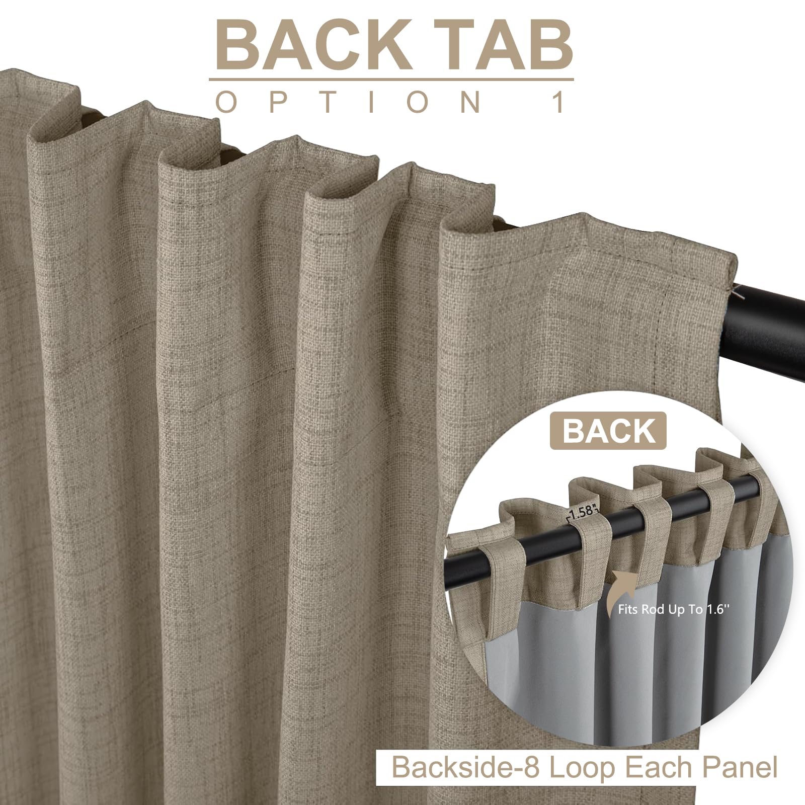 Faux Linen Total Blackout Curtains for Bedroom 84 Inches Long, Faux Linen