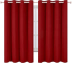 LEMOMO Red Blackout Curtains 66 x 63 Inch Length/Set of 2 Curtain Panels/Thermal Insulated Room Darkening Blackout Curtains for Bedroom