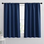 RYB HOME 54 inch Blackout Curtains for Living Room, Rod Pocket Thermal Insulated Small Window Drapes Room Darkening Shades for Bedroom Studio Dorm, W 42 x L 54 inch, Set of 2 Panels, Navy Blue