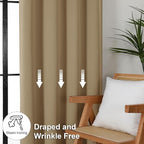 Simplebrand Ava Taupe Short Blackout Curtains for Bedroom 54 Inches Long 2 Panels Set, Solid Thermal Insulated, Energy Saving Window Treatment Curtains Blackout Drapes, W40 x L54 Inch, Taupe