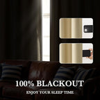 RYB HOME 100% Blackout Short Curtains for Small Window, Thermal Insulated Total Room Darkening Noise Reducing Curtains for Kitchen Bathroom Basement, 34 inches Wide by 45 inches Long, Biscotti Beige
