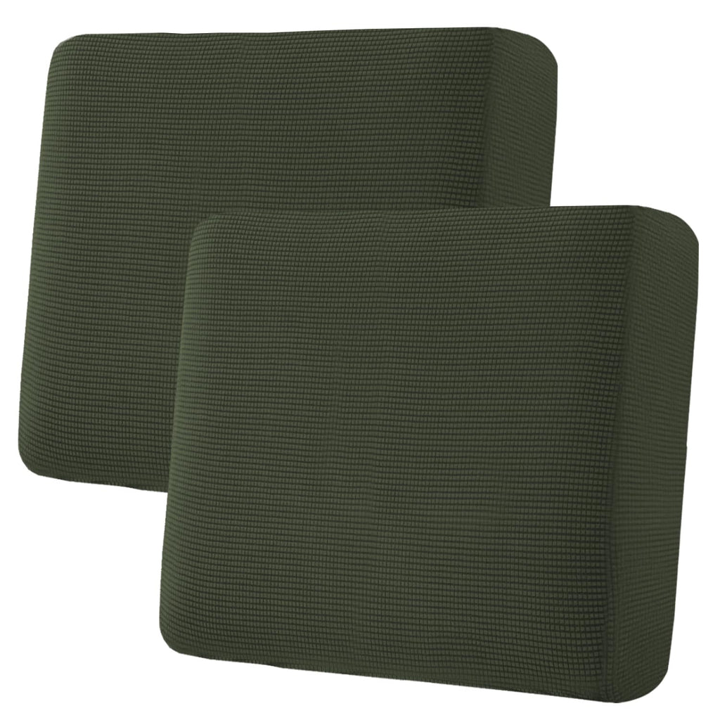 H.VERSAILTEX Super Stretch Individual Seat Cushion Covers Sofa Covers Couch Covers Slipcover Sets Thick Jacquard Textured Twill Fabric (2 Piece Large Sofa Cushion Covers, Olive)