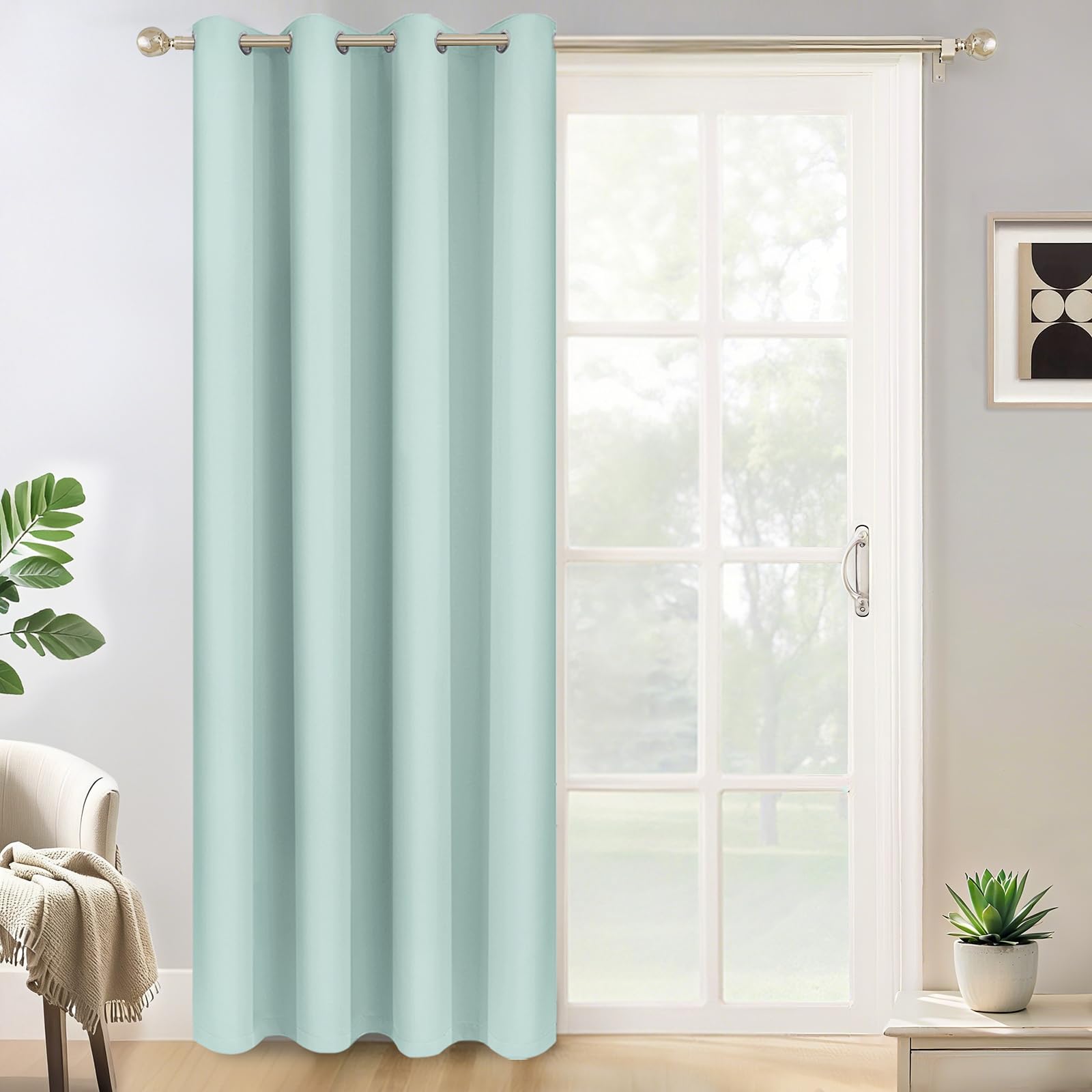 Yakamok Aqua Room Darkening Curtains 84 inch Sliding Door Drapes