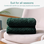 Exclusivo Mezcla Fleece Throw Blanket for Couch and Bed, 50x70 Inches Soft Cozy Jacquard Flannel Blankets, Lightweight Fuzzy Plush Warm Throws for Women, Forest Green
