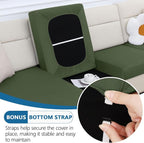 hyha Milk Silk Couch Cushion Covers, Soft Magic Sofa Covers Washable for Cushion Couch, Stretch Sectional Outdoor Cushion Covers for Patio Furniture with Elastic Bottom(Small, Bronze Green)