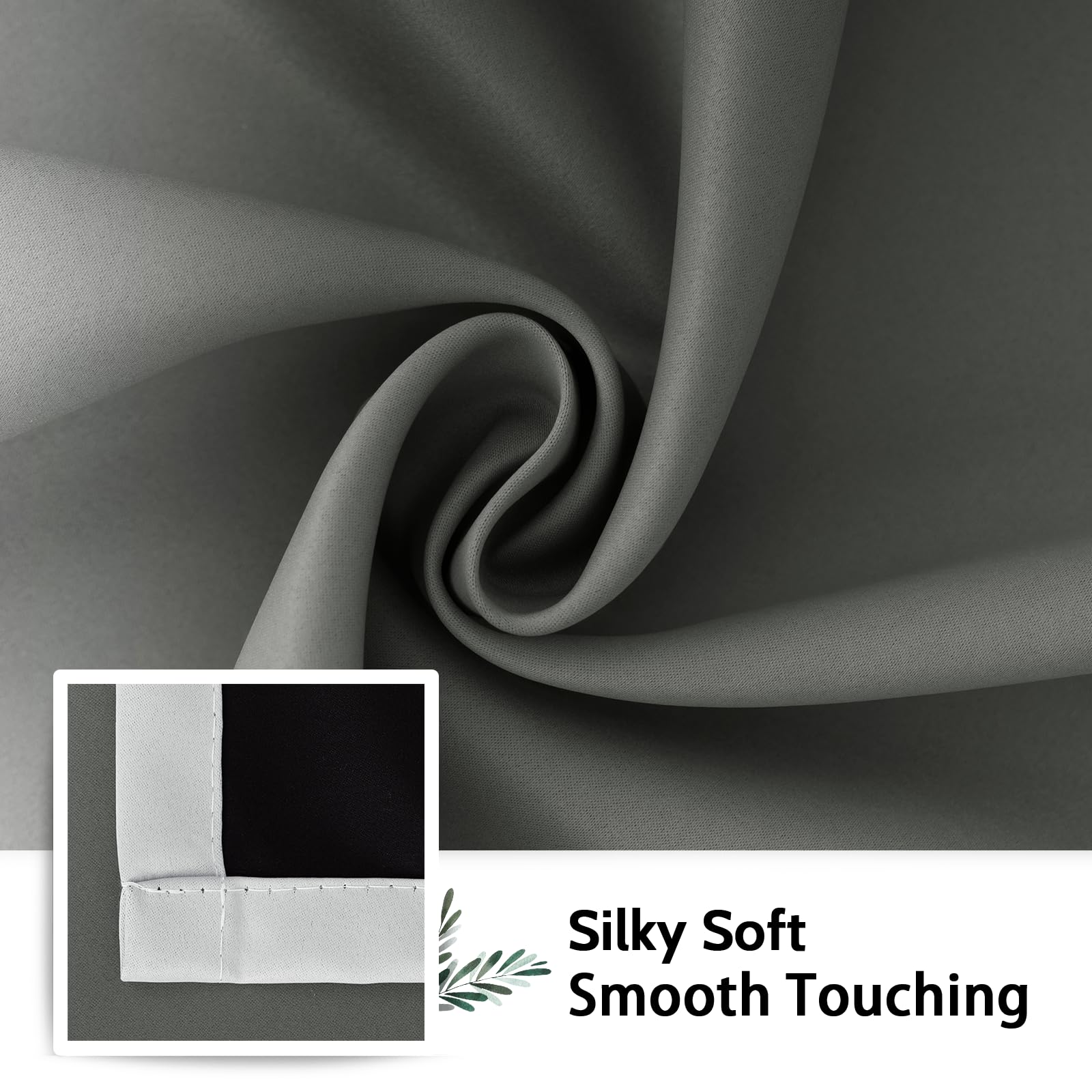 SimpleHome 100% Blackout Ombre Bedroom Curtains Grey and Greyish White,96L