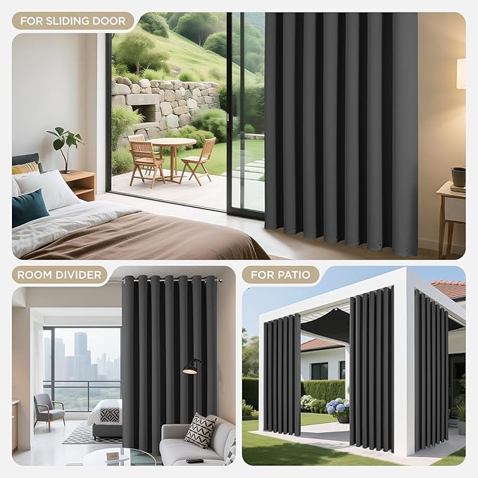 Joydeco Blackout Patio Sliding Door Curtains, Privacy Room Divider Curtains