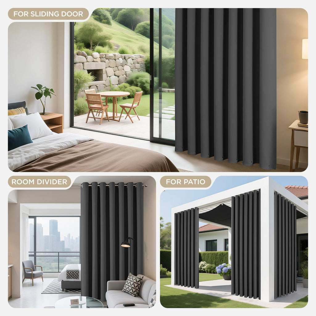 Joydeco Blackout Patio Sliding Door Curtains, Privacy Room Divider Curtains