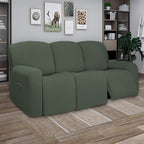 PureFit Super Stretch 3 Seats Recliner Chair Sofa Couch Cover with Pocket – Non Slip Soft Sofa Slipcover, Washable Spandex Reclining Furniture Protector for Kids, Pets (Recliner Sofa, Grayish Green)