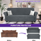 ZNSAYOTX Oversized Super Stretch Couch Cover (92"-115"), New Striped Sofa Covers Comfortable & Durable, Dog Cat Pets Friendly Extra Large Spandex Sofa Slipcovers (Dark Grey, XL Sofa)
