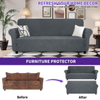 ZNSAYOTX Super Stretch Couch Cover (72"-92"), New Striped Sofa Covers Fitted Slipcovers with Elastic Bottom, Dog Cat Pets Proof Spandex Fabric Comfortable & Durable (Dark Grey, Sofa)