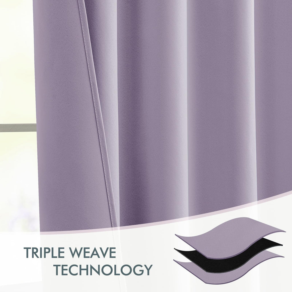MIULEE Lilac Back Tab Blackout Curtains 52x96 Inch Long 2 Panels Set