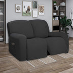 PureFit Super Stretch Loveseat Recliner Sofa Couch Cover with Pocket – 2 Seats Non Slip Soft Sofa Slipcover, Washable Reclining Furniture Protector for Kid,Pets (Recliner Loveseat, Dark Gray)
