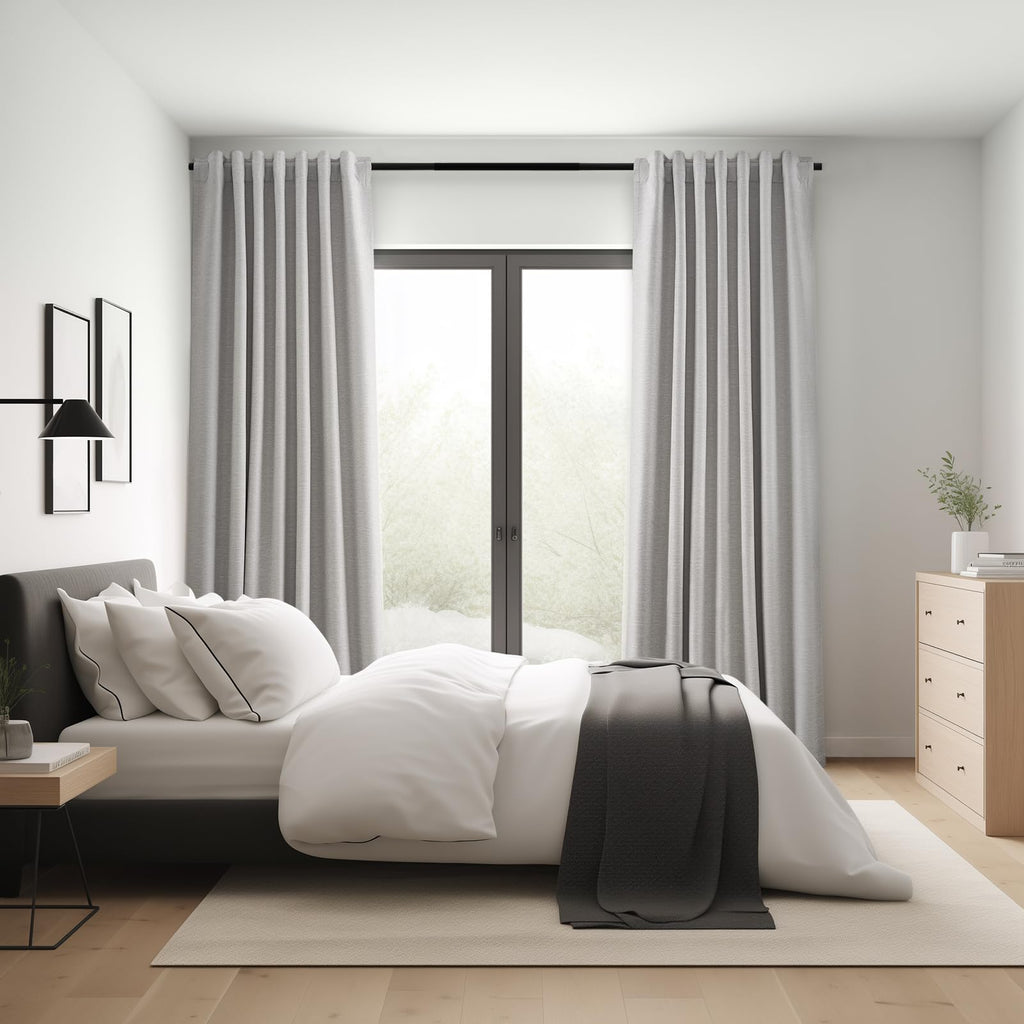 Topfinel Extra Long Total Blackout Grey Linen Curtains 108 Inches Long for Living Room Large Window with Hooks, Room Darkening Textured Cold Blocking Rustic Acoustic Heavy Track Curtains 2 Panels 9 FT