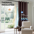 Joydeco Blackout Curtains 63 Inch Length 2 Panels Set, Thermal Insulated Long Curtains& Drapes 2 Burg, Room Darkening Grommet Drapes for Living Room Bedroom Window (W52 x L63 Inch, Chocolate)