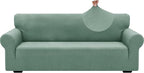 ZNSAYOTX 1 Piece Jacquard Couch Covers for 3 Cushion Couch Living Room High Stretch Sofa Cover Pets Dogs Friendly Anti Slip Thickened Slipcovers Furniture Protector (Large,New Pattern Pea Green)