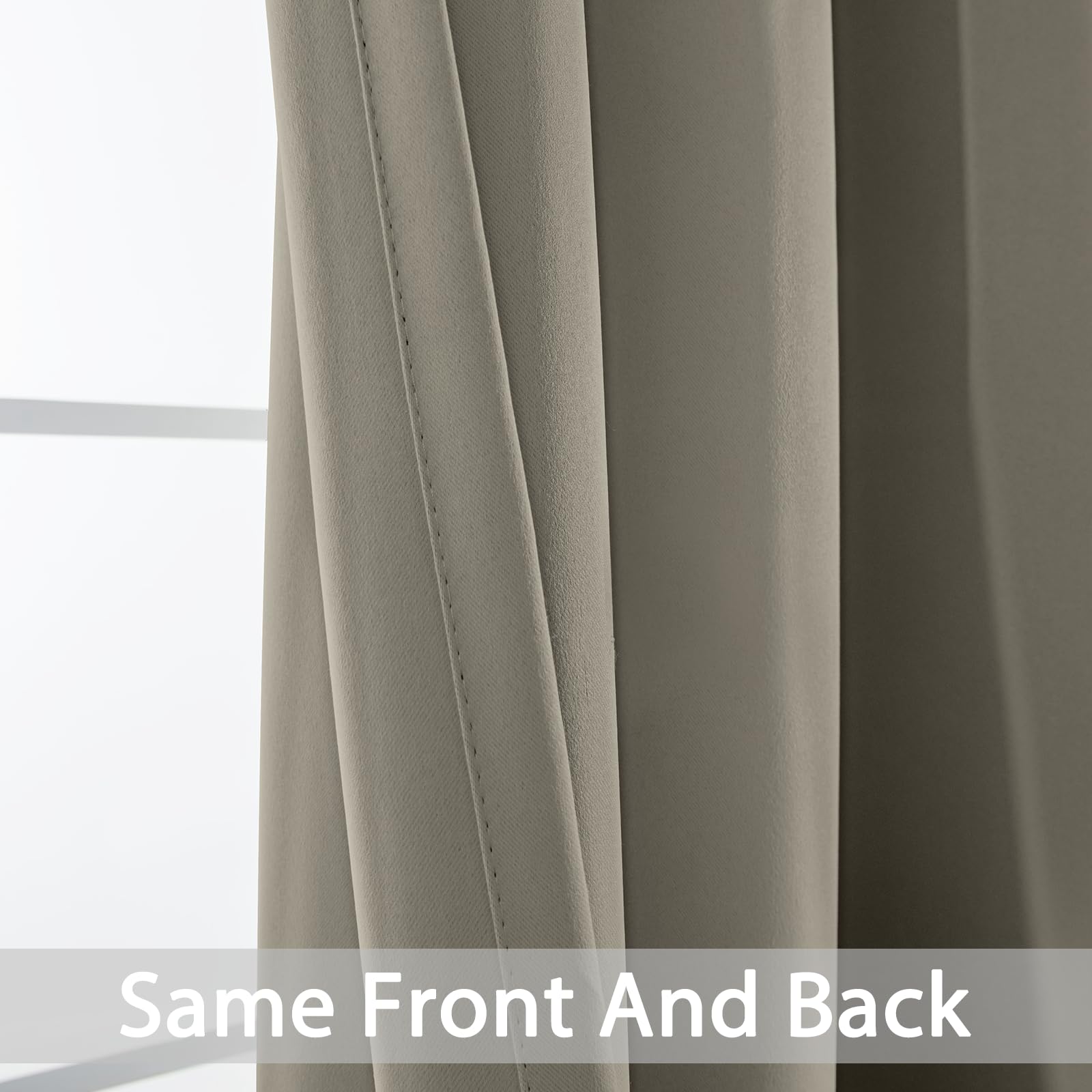 Yakamok Room Darkening Curtains 42x63 inch Length Taupe-Living Room