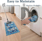 Area Rugs 24x17 Inch Home Decor Entry Rug, Small Door Mat Bath Mats for Bathroom, Ultra-Thin Non Slip Floral Low Pile Tub Mat for Sink Shower Doorway Tub Kitchen Sink(2 x 1.4 ft, Blue Garden)