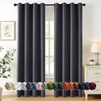 MIULEE Dark Grey Blackout Curtains for Bedroom Living Room 84 Inches Long 2 Panels, Thermal Insulated Room Darkening Drapes Solid Grommet Noise Reduction Light Blocking Window Treatments 50x84 Inch