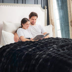 Cozy Bliss Cow Print Faux Fur Throw Blanket for Couch, Fuzzy Soft Plush Thick Bubble Blanket for Sofa Bedroom Living Room, 50x60 Inches