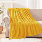 Exclusivo Mezcla Fleece Throw XL Blanket for Couch, Sofa, Super Soft and Warm Mustard Yellow Blankets, All Season, Cozy, Plush, Lightweight, 50x70 Inches