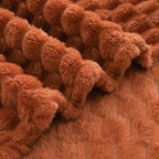 Puncuntex Burnt Orange Throw Blanket 90"×90" inches Fuzzy 3D Jacquard Decorative Flannel Fleece Super Soft Plush Cozy Blanket for Couch Sofa Chair Lightweight