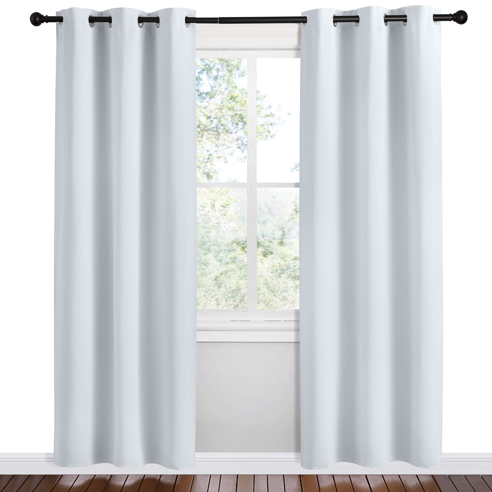 NICETOWN Room Darkening Draperies Curtains Panels, Greyish White, 2 Panels, 42 by 78, Window Treatment Thermal Insulated Grommet Room Darkening Curtains/Drapes for Bedroom