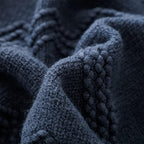 BOURINA Navy Throw Blanket 50x60 Inches Throw Textured Solid Soft Sofa Throw Couch Cover Knitted Decorative Blanket