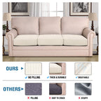 H.VERSAILTEX Super Stretch Individual Seat Cushion Cover Sofa Covers Couch Cushion Covers Slipcover Sets Thick Jacquard Textured Twill Fabric (3 Piece Sofa Cushion Covers, Natural)