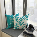 YCOLL Pillow Covers 16x16 Set of 4, Modern Sofa Throw Pillow Cover, Decorative Outdoor Linen Fabric Pillow Case for Couch Bed Car, Aqua Blue