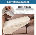 H.VERSAILTEX Velvet Stretch Couch Cushion Cover Plush Cushion Slipcover for Chair Loveseat Sofa Cushion Furniture Protector Seat Cushion Sofa Cover (3 Piece XL Sofa Cushion Covers, Cream)